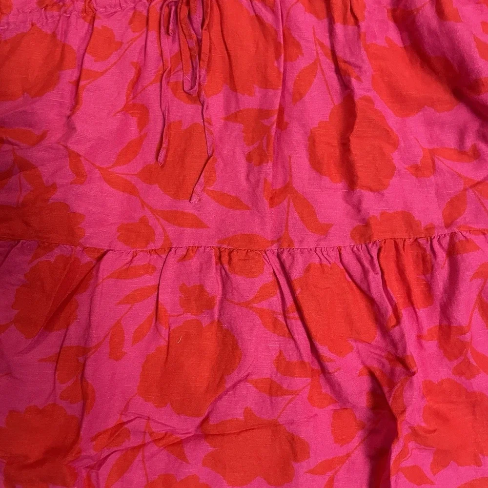 KATE SPADE x TARGET Sz 3X Classic Rose Linen Blend Tiered Long Sleeve Maxi Dress